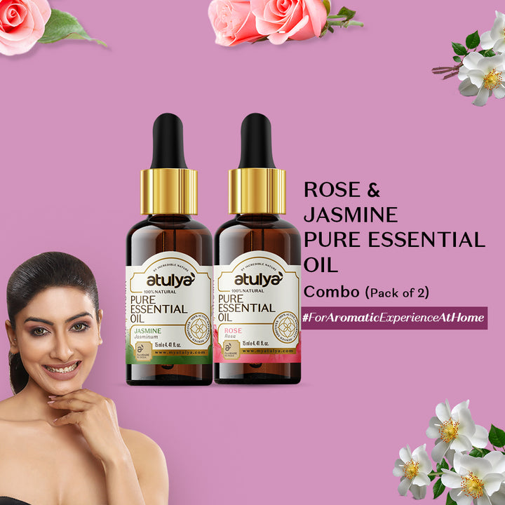 Atulya Jasmine & Rose Essential Oil Combo (Pack of 2)