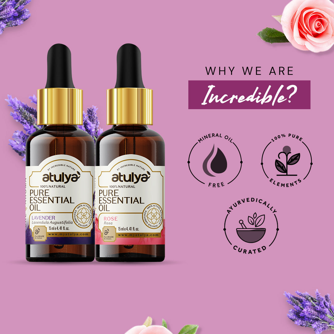 Atulya Rose & Lavender Essential Oil Combo (Pack of 2)